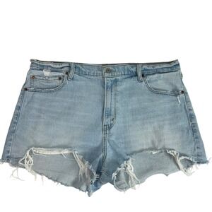 Abercrombie & Fitch‎ The Mom Short High Rise Cut Off Denim Light Wash 34 18